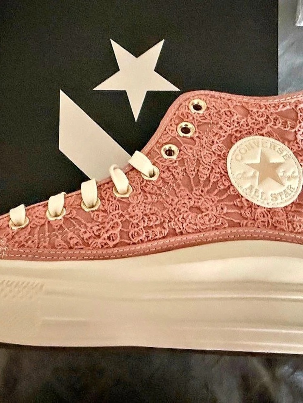 New w/ Box Converse Chuck Taylor All Star Move Platform Crochet Pink & White US